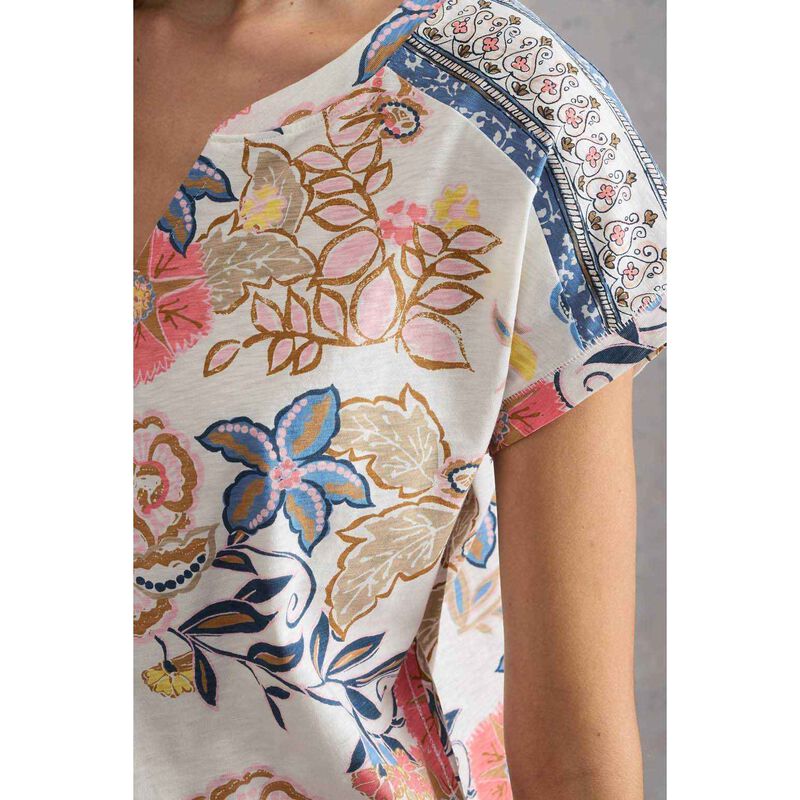 White Stuff Nelly Print Notch Neck Tee image number 3